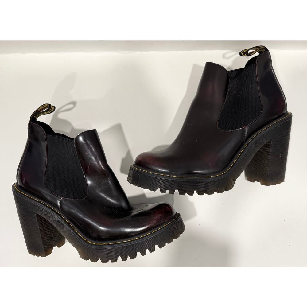 DR. MARTENS Hurston Arcadia Leather Heeled Chelsea Boots Y2K Chukka W7 - Picture 4 of 8